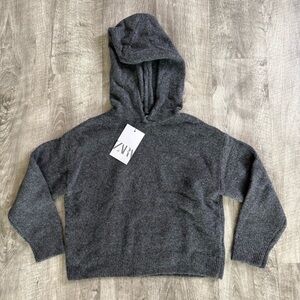 Zara Heather Gray Hooded Knit Pullover